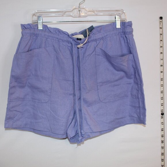 Universal Thread BNWT purple mid-rise tie-waist flat front pocket linen shorts L - Picture 1 of 4
